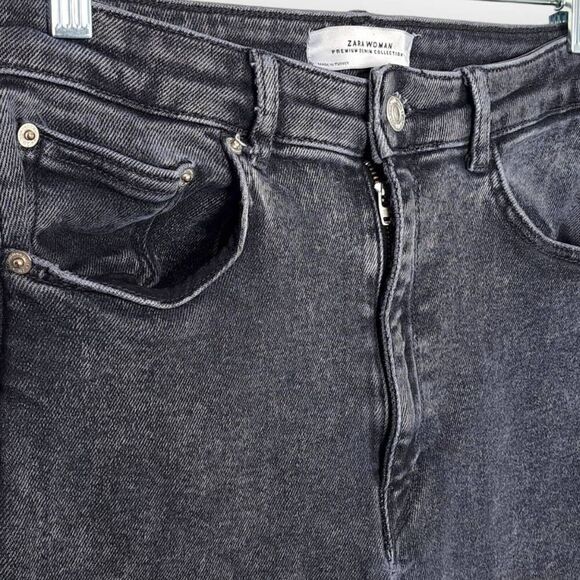 Zara Woman Women's High Waist Skinny Jeans in Charcoal Acid Wash size 12 - Picture 2 of 5